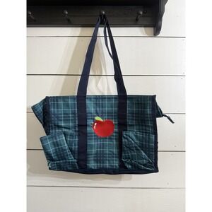 Thirty One 31 Organizing Utility Tote Zip Top Plaid Apple‎ Multi Pockets Teacher